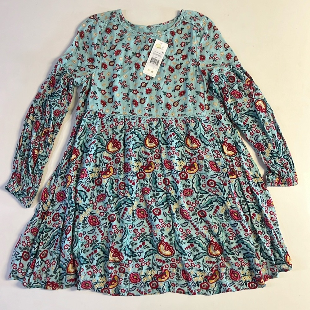 *NWT Peek Floral Smocked Dress Girls' 12 Multicolor Allover Print Round Neck